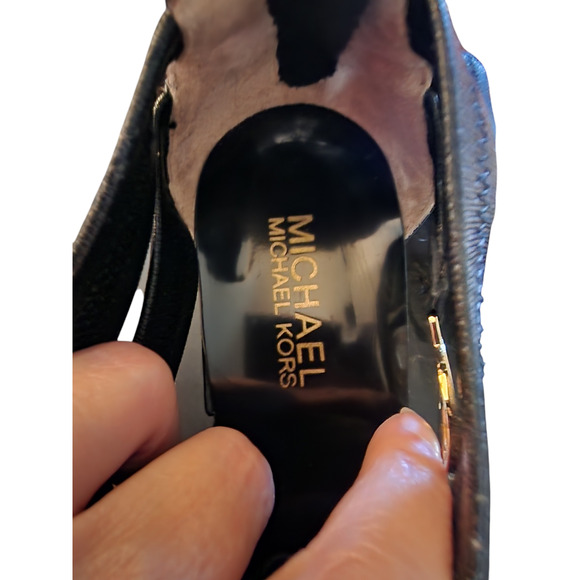 MICHAEL KORS Black Patent Leather Strappy, Cone Heel Women's Sandals Size 8.5 - Picture 6 of 7